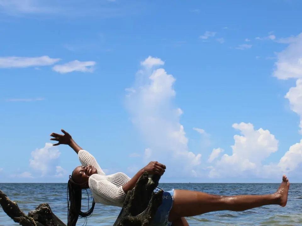 Black friends on a beach holiday in Mombasa, Kenya