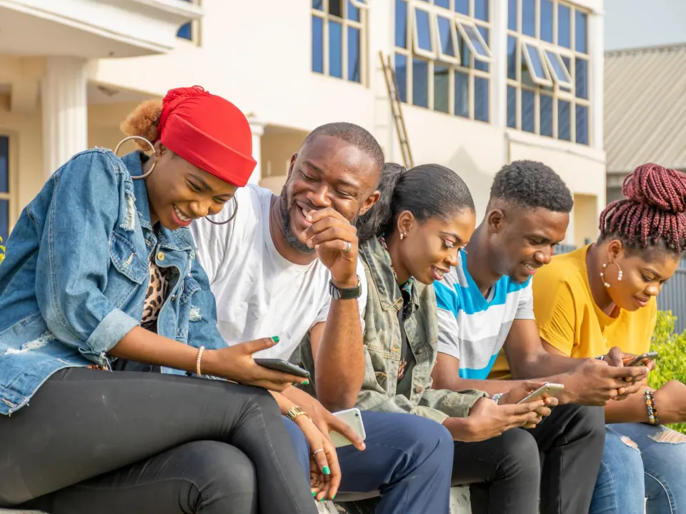 Black friends enjoying a group holiday in Mombasa, Kenya